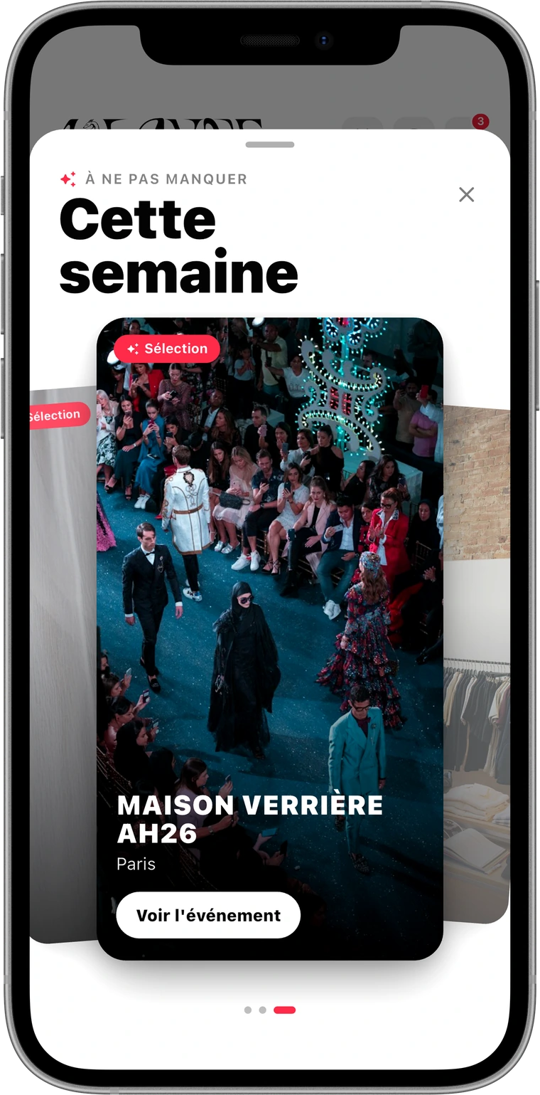La sélection de la semaine dans 1LAYNE : une carte pleine largeur présentant un événement à ne pas manquer.